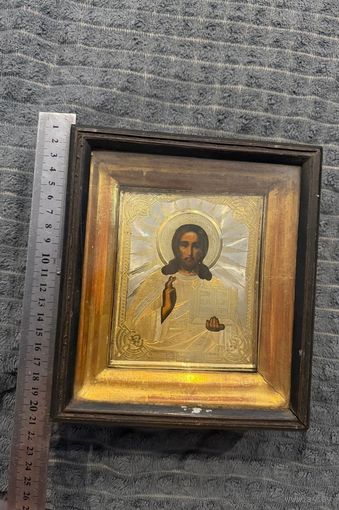 Икона Господь Вседержитель, оклад серебро 84 пробы, огненное золочение, в отличном коллекционном состоянии, 19 век...