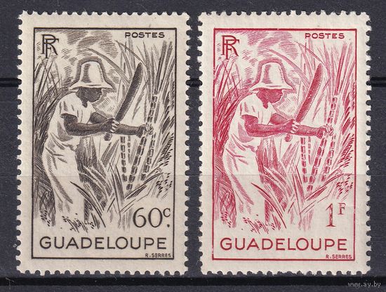 103.FrK. Франция. Заморский департамент Гваделупа. Местные мотивы. 1947 г. 60C, 1 Fr. Mi.##217-218.