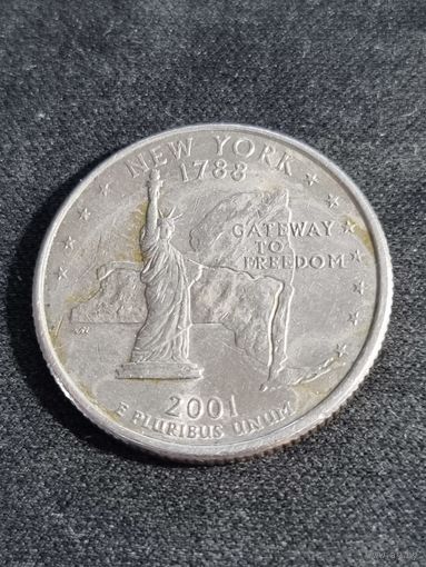 CША 25 центов 2001 Нью-Йорк P