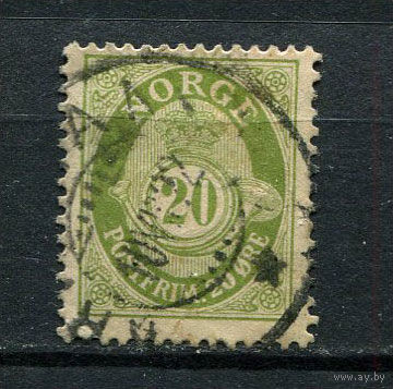 Норвегия - 1920 - Почтовый рожок 20 Ore - [Mi.100] - 1 марка. Гашеная.  (Лот 55EC)-T5P5