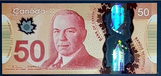 Канада 50 долларов 2012 года. Подписи Lane & Macklem. Тип Р-109d. Состояние UNC!