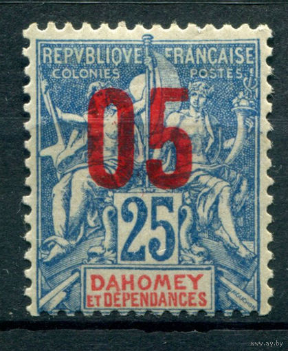 Французские колонии - Дагомея (Бенин) - 1912г. - аллегория, надпечатка 05 на 25 с - 1 марка - MLH [Mi 37]. #4-W1-105-A-1