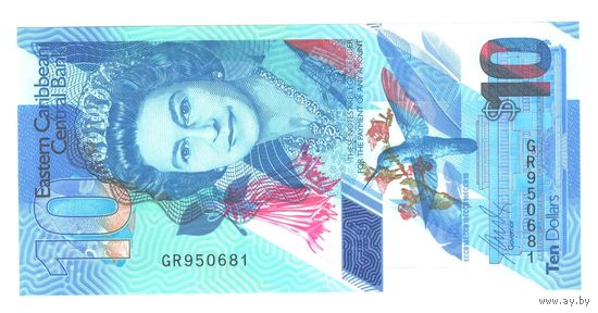 Восточные Карибы 10 долларов 2019 года. Состояние UNC!
