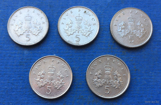 Великобритания 5 пенсов 1999, 2001, 2003, 2004, 2006, 2007
