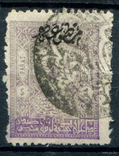 Османская Империя (Турция) - 1901/05г. - тугра Абдул Хамида II, надпечатка, перф. 13 1/4, 5 Pia, фиол - 1 марка - гашёная [Mi 99 A]. #4-W2-112-A-1