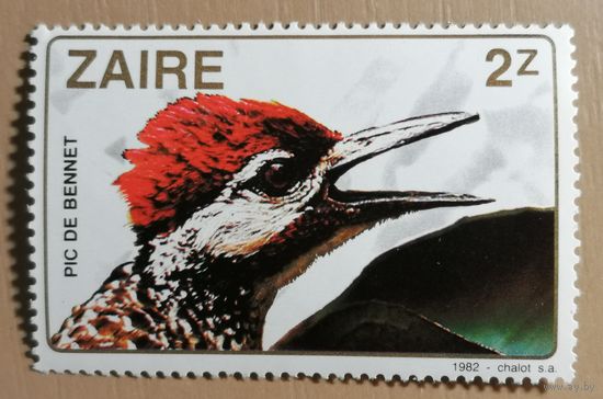 Марка Заир, фауна, дятел, 1982 г.