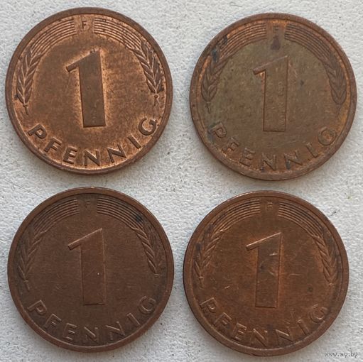 Германия 1 пфенниг 1990 г. F. Цена за 1 шт.