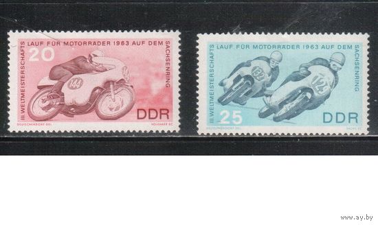 ГДР -1963(Мих.973-974)  **  ,  Мотоциклы, Мотоспорт
