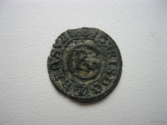 Солид 1645 год Кристина Король Швеции, герцог Ливонии - Рижский солидус 0,5 г.