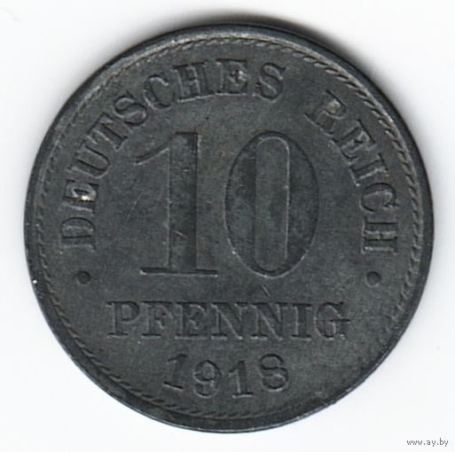 Германия 10 пфеннигов 1918 год _состояние VF/XF