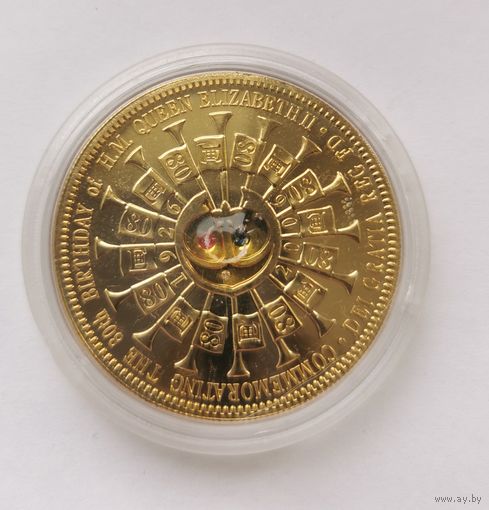 5 фунтов 2006 г. Королева Елизавета II. Позолота. Тристан-да-Кунья. С рубля