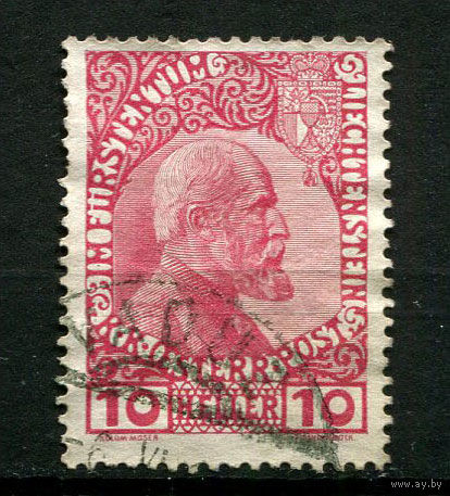 Лихтенштейн - 1912/1916 - Князь Иоганн II 10H - [Mi.2y] - 1 марка. Гашеная.  (LOT W13)