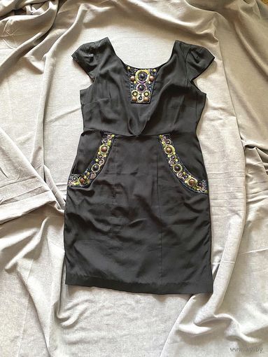 Винтажное коктельное чёрное платье, Debenham, размер М