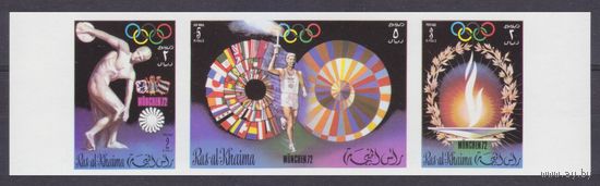 1972 Рас-Аль-Хайма 818b-820bstrip Олимпийские игры 1972 года в Мюнхене 18,00 евро