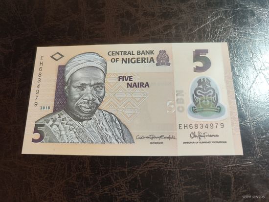 Нигерия 5 наира образца 2018 года AUNC p38 см описание