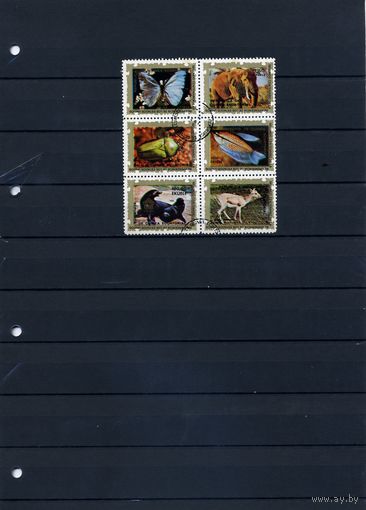 ЭКВАТОРИАЛЬНАЯ ГВИНЕЯ, 1976  ЖИВОТНЫЙ МИР АФРИКИ   сцепка 6м
