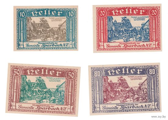 Австрия Спарбах комплект из 4 нотгельдов 1920 года. Состояние UNC!