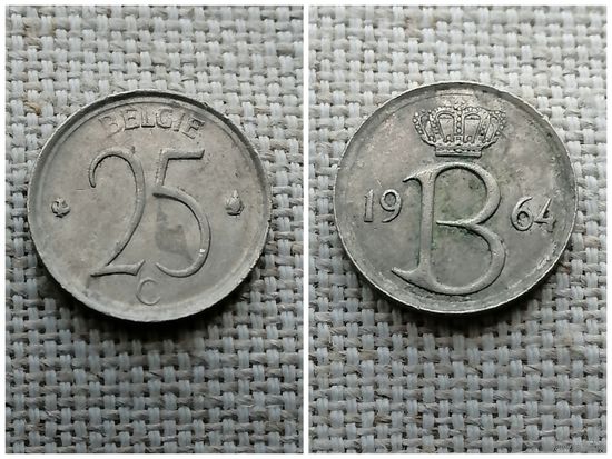 Бельгия 25 сантимов 1964 BELGIE
