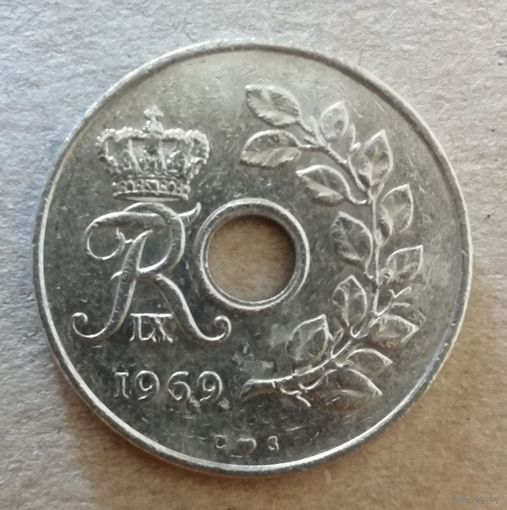 Дания 25 эре, 1969 г.,  KM# 855 ю