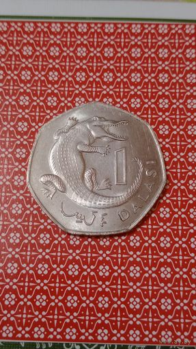 Гамбия 1 даласи1987 крокодил