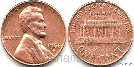 США 1 цент 1968 D