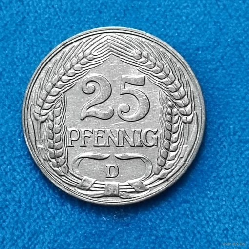 25 пфеннигов (1911г.) (D).Никель.Супер сохран!Расспродажа! Смотрите и другие мои лоты!!!