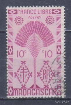 [903] Французские колонии. Мадагаскар 1943. Флора.Дерево равенала.10с. Гашеная марка.