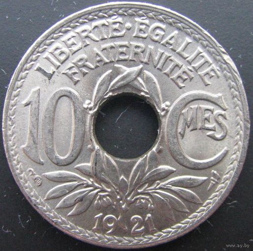 F.138-5 10 сантимов 1921 ТОРГ уместен  в холдере