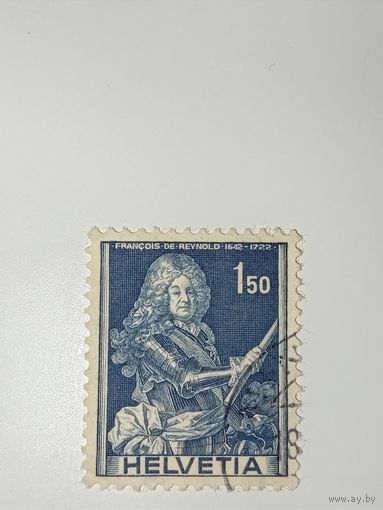 Марка Швейцария 1941 год Франсуа де Рейнольд (1642–1722), швейцарский военный деятель