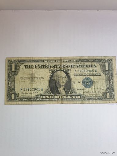 Доллар 1957 год с синей печатью редкий, с рубля