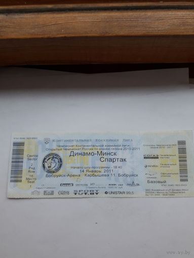 Входной билет Бобруйск Хоккей