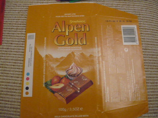 Обертка шоколада  ALPEN GOLD