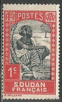 Французский Судан. Рыночная торговка. 1921г. Mi#60.