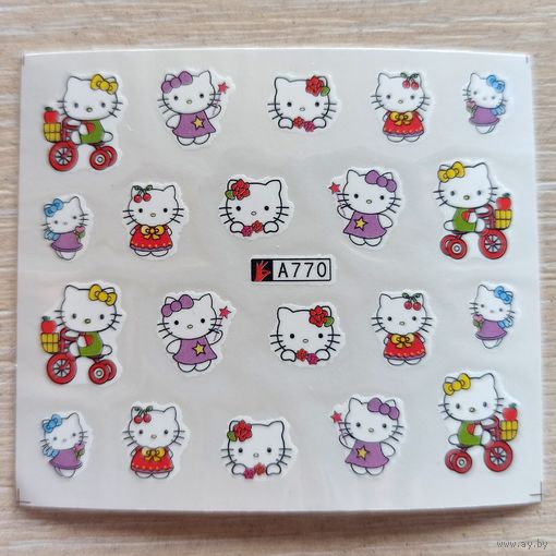 Hello Kitty слайдеры для ногтей. Водные наклейки-переводки на ногти