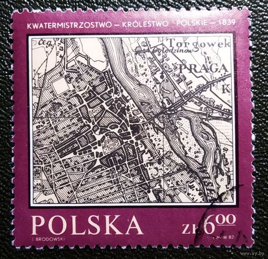Марка Польша 1982 год Карта