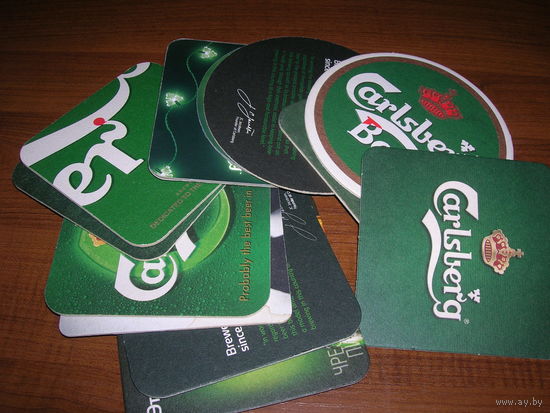 Бирдекли. Пивные подставки. Carlsberg. 12 штук. Без повторов. Одним лотом
