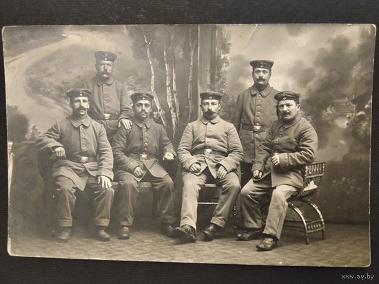 Почтовая карточка. Первая мировая война 1915г. Групповой портрет немецких солдат.