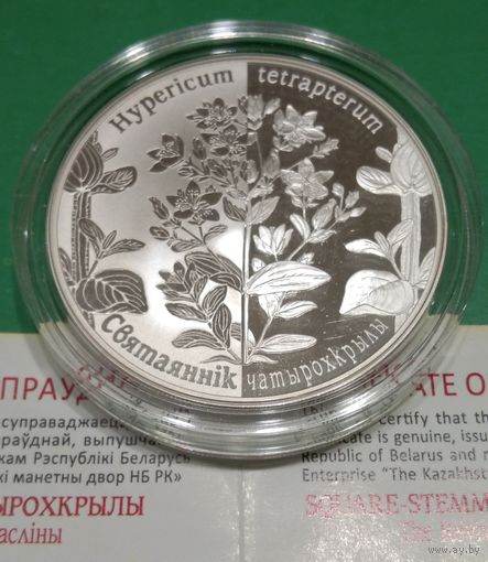 Зверобой четырехкрылый. Святаяннік чатырохкрылы. 20 рублей 2014 год. Тираж 2000 шт.