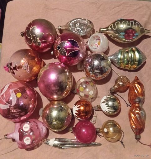 Ёлочные игрушки СССР, стекло,  цена за все