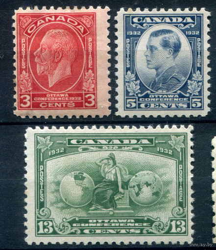 Британские колонии - Канада - 1932г. - сельскохозяйственная конференция, король Георг V, король Эдвард VIII - 3 марки - полная серия, MH, MLH [Mi 159-161]. #3-WB-90-A-2