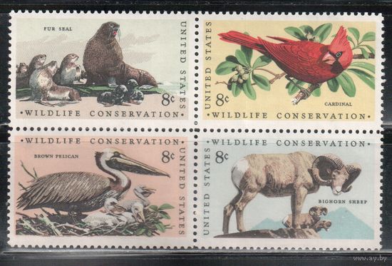 США-1972, (Мих.1079-1082) , ** , Фауна, (полная серия)