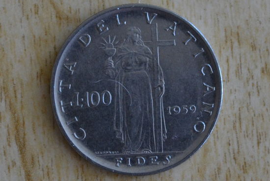 Ватикан 100 лир 1959 с 1 руб