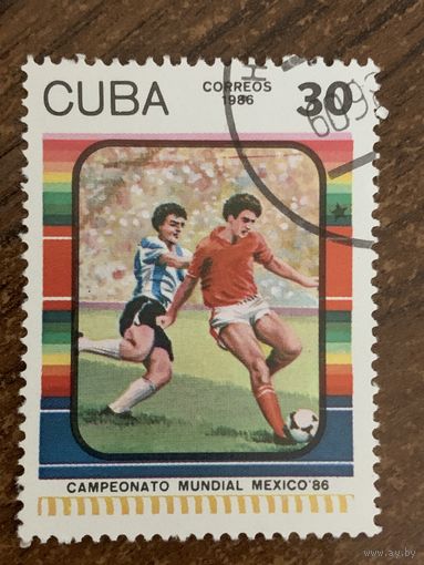Куба 1986. Чемпионат по футболу Мехико 1986. Марка из серии