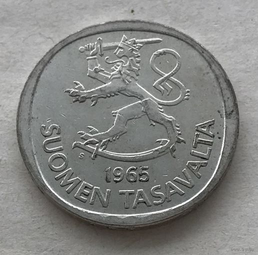 Финляндия 1 марка 1965 - серебро 0,350