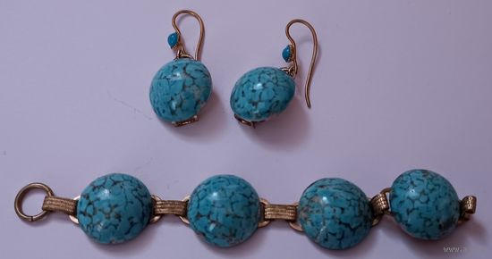 Серьги и часть браслета из пекинского стекла. Чехословакия времён СССР. Все лоты с 1 рубля!