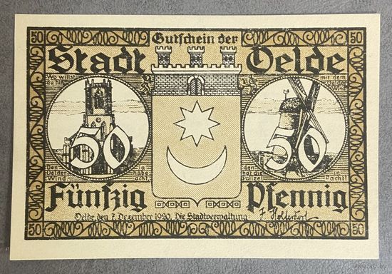 Нотгельд 50 пфеннигов 1920 год. Эльде. Веймарская республика.