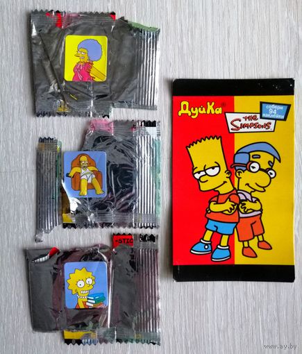 Наклейки от жвачки . Карточка.  "ДуйКа". "The Simpsons" /"Симпсоны". 2005г. Цена за 1шт.