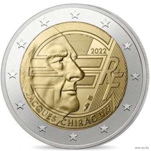 Франция 2 евро, 2022 Жак Ширак UNC