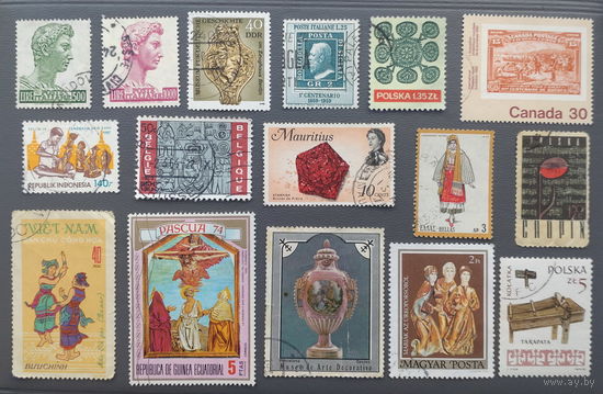 Марки. Сборный лот на тему "Живопись, искусство" (16 марок)