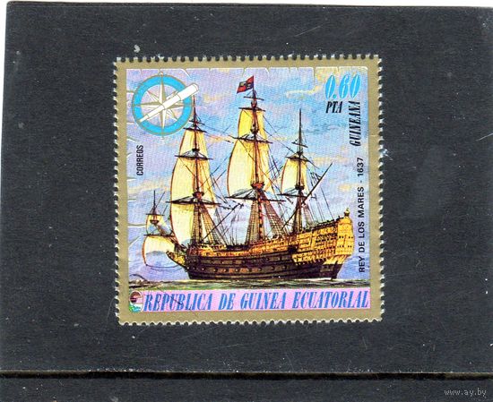Экваториальная Гвинея.Ми-656. HMS Sovereign of the Seas (1637). Серия: Суда - следопыты моря. 1975.